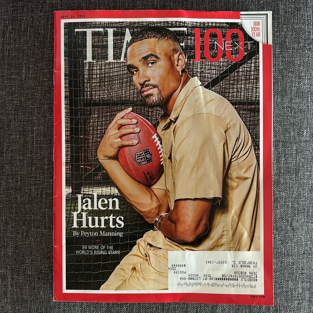 🍭Time Magazine Next 100 2023 Jalen Hurts by Peyton Manning Philadelphia Eagles